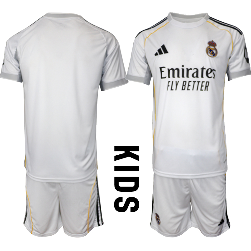 Youth 2025-2026 Club Real Madrid home White Blank Soccer Jersey->youth soccer jersey->Youth Jersey